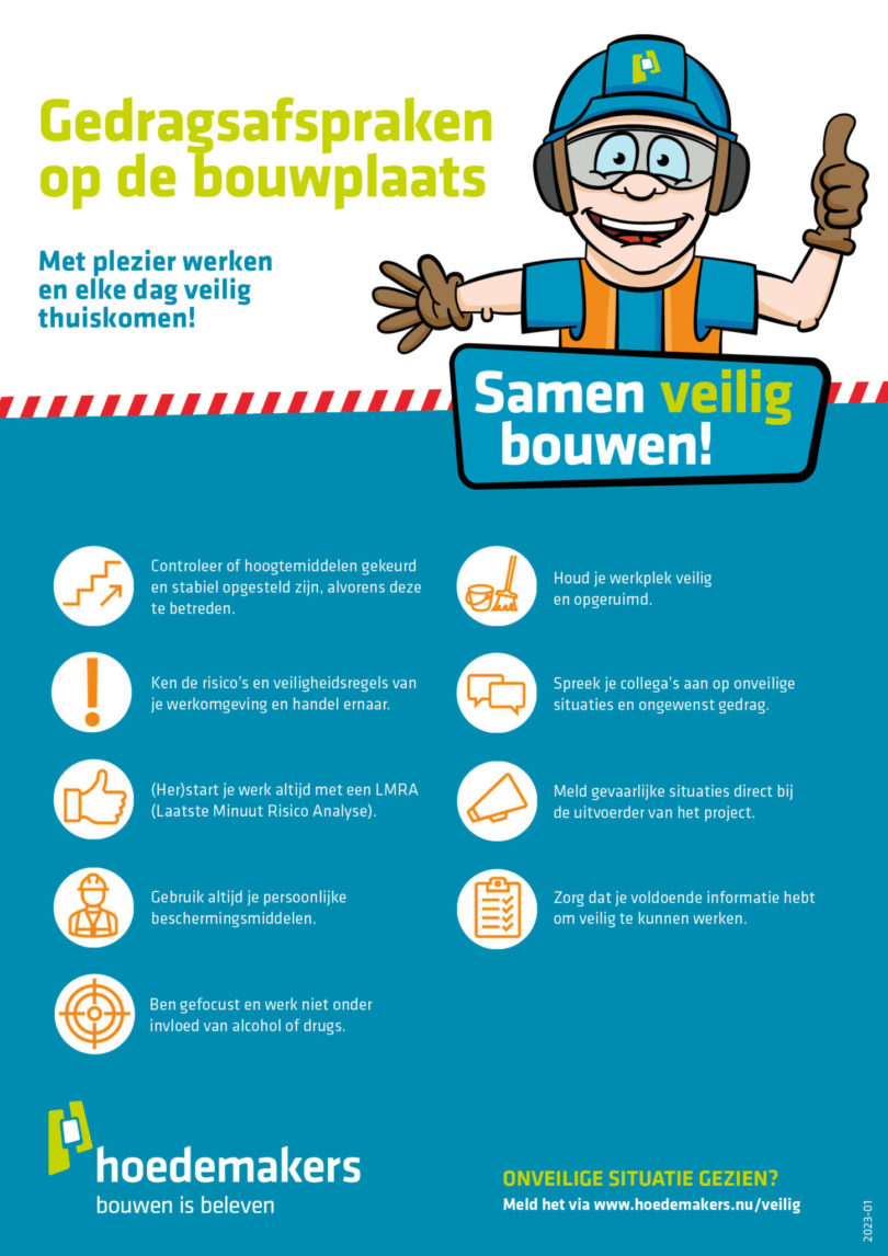 Veilig werken op de bouwplaats hoedemakers